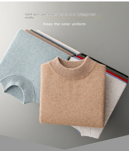 Suéter de Cuello Medio en Lana para Hombre - Pullover Ligero Otoño Invierno - Image 29