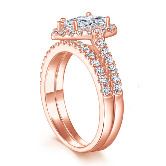 Anillo de Plata Esterlina con Zirconia Cúbica Gota - Simulante de Diamante - Image 2