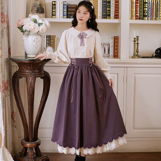 Vestido Elegante de Encaje Floral Bordado Doble Capa Manga Larga - Image 6