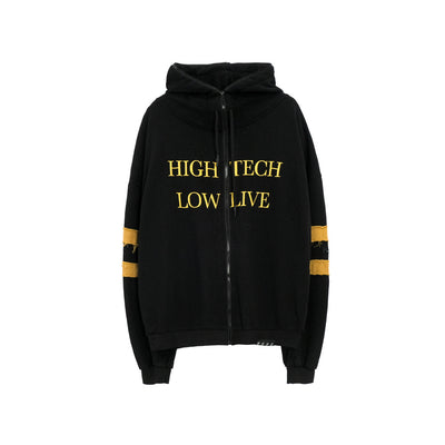 Chamarra Hoodie Suelta con Estampado Patchwork para Hombre - Image 3