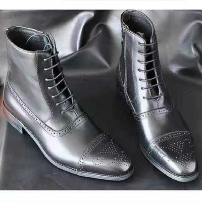 Botas Altas de Cuero para Hombre Talla Grande - Estilo Casual Tallado - Image 10