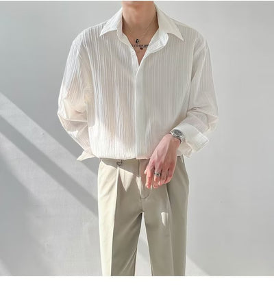 Camisa Suelta de Manga Larga para Hombre - Estilo Moderno - Image 14