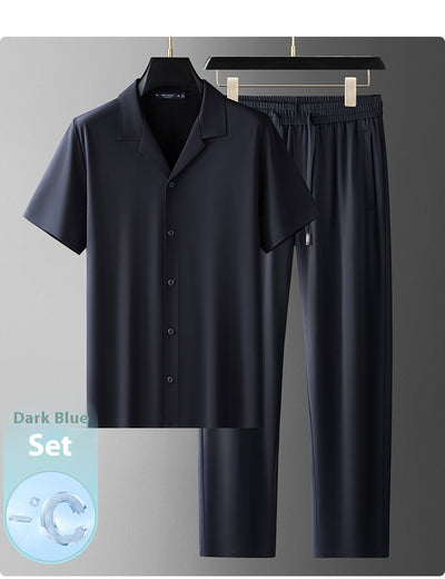 Conjunto Casual de Seda de Hielo para Hombre - Image 28