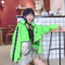 Chaqueta Deportiva Hip-Hop Verde Neón con Capucha Desmontable - Mujer Talla Delgada