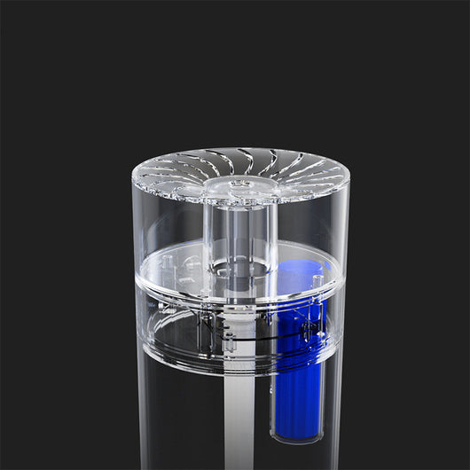 White portable aromatherapy humidifier with a clear top section displaying glowing pink salt crystals and a silver band. - Image 8