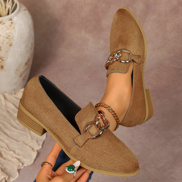 Zapatos de Tacón Grueso para Mujer con Cadena Metálica y Punta Redonda - Image 6