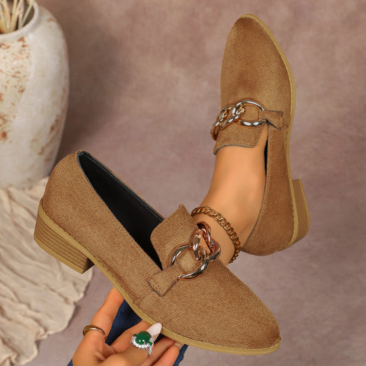 Zapatos de Tacón Grueso para Mujer con Cadena Metálica y Punta Redonda - Image 6