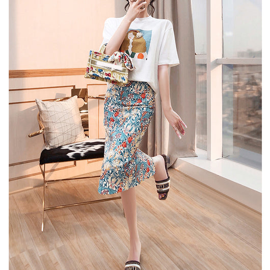 Conjunto de Dos Piezas: Blusa Floral y Falda para Verano - Image 2