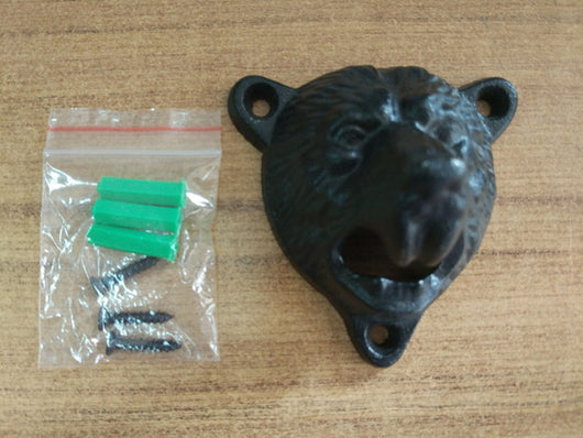 Abridor de Cerveza Cabeza de Oso de Hierro Fundido para Pared - Image 12