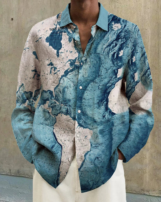 Camisa de Manga Larga con Estampado Degradado para Hombre - Image 7