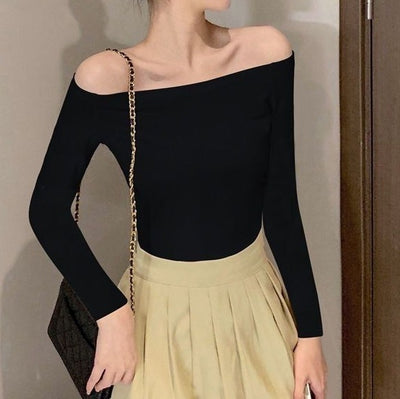 Blusa Elegante Descubierta de Hombros con Mangas Largas Ajustadas - Image 3