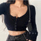 Remera Crop Manga Larga Ajustada