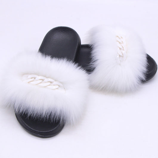 Pantuflas de Piel Sintética de Zorro con Cadena - Sandalias Peluche Cómodas - Image 16