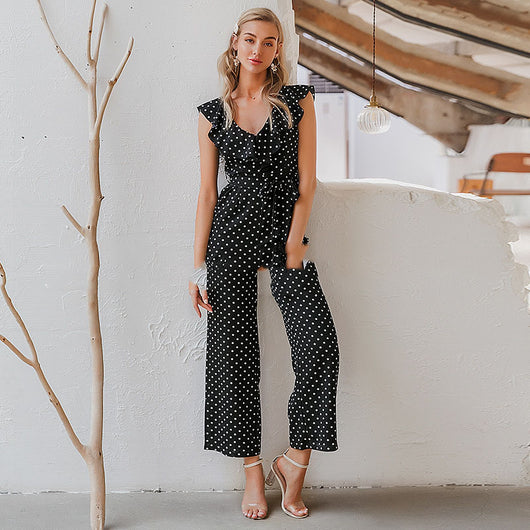 Jumpsuit Elegante con Estampado de Lunares para Mujer - Image 3