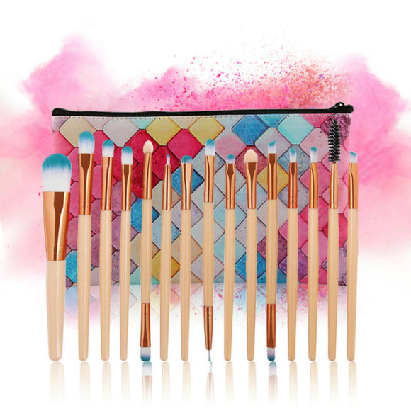 Set de 15 Brochas de Maquillaje Champagne Premium