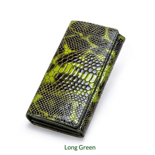 Billetera de Lujo Pochette Mujer Cuero Genuino Patrón Serpiente Cartera Larga - Image 11