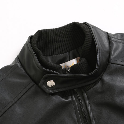 Chaqueta de Cuero para Hombre Slim Fit con Cuello de Pie y Cierre de Cremallera - Image 9