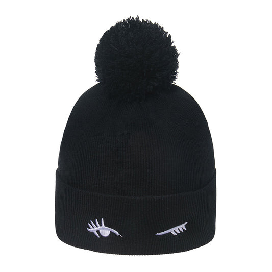 Gorro Tejido Grueso con Bordado de Lana y Terciopelo - Image 2