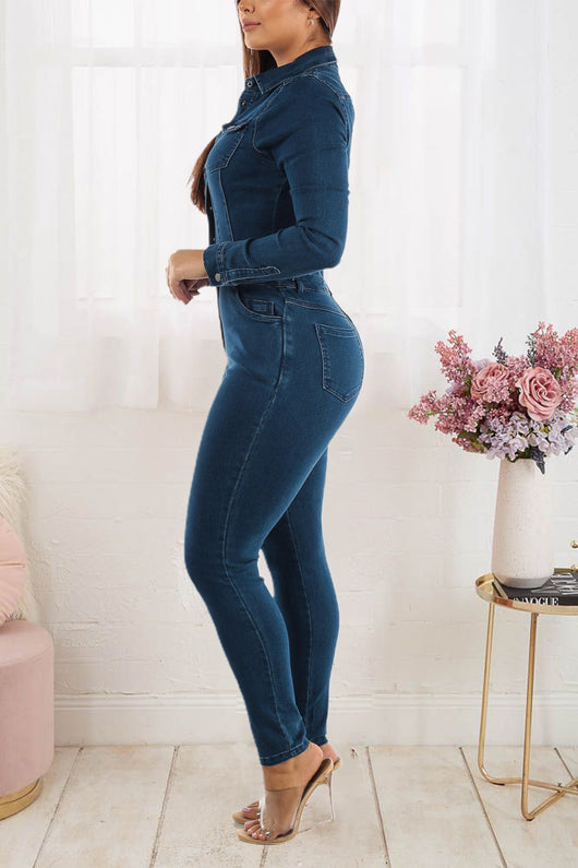 Jumpsuit Denim Elástico con Cintura Ajustable - Image 4