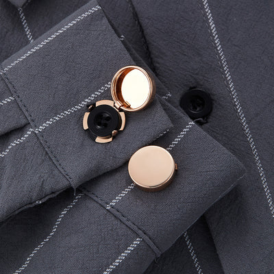 Camisa Elegante para Hombre con Gemelos Bicolor Dorado y Plateado - Image 3