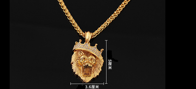 Collar Hip-Hop con Dije de León Luminoso y Corona Chapado en Oro - Image 5