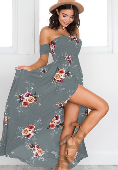 Vestido Largo Bohemio Hombros Descubiertos para Playa y Verano - Image 8