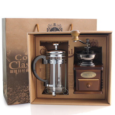 Set Molinillo de Granos + Cafetera de Prensa Francesa