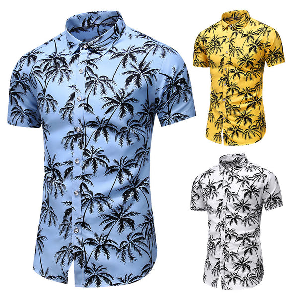 Camisa Estampada Slim Fit de Manga Corta para Hombre