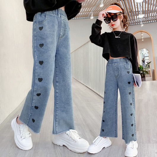 Pantalones Denim Anchos Casuales Estilo Funky con Detalle Love - Image 6