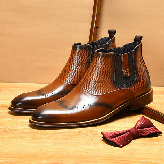 Botas Martin de Cuero Estilo Británico Rojo Intenso para Hombre - Image 14