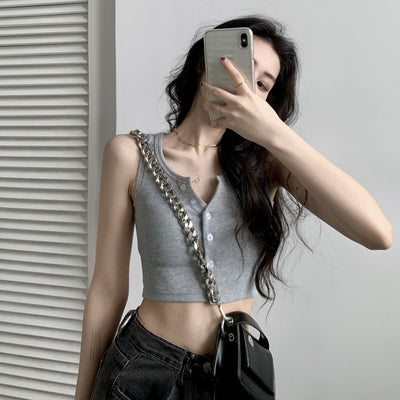 Camiseta con Tirantes Tipo Suspensor Abotonada al Frente - Image 9