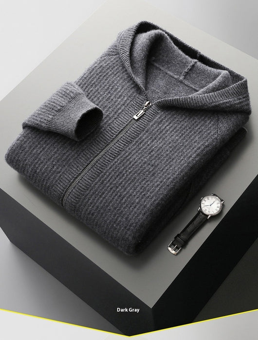 Cardigan con Capucha de Lana Gruesa para Hombre - Corte Holgado y Casual - Image 11