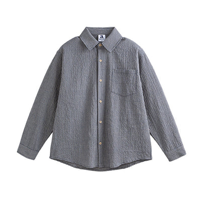 Camisa de Manga Larga Cuadros con Textura Burbuja para Hombre - Otoño - Image 11