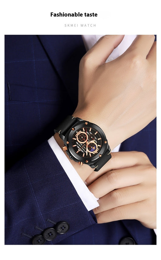 Reloj de Hombre Cuero con Tres Esferas y Seis Agujas - Cuarzo Premium - Image 22