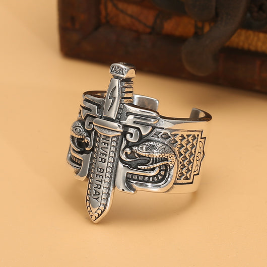 Anillo Espada Punk Vintage Plata Tailandesa para Hombre - Image 13