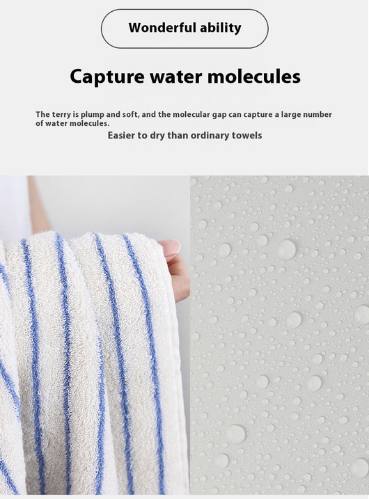 Toalla de Baño Rayada Algodón Puro Dos Colores Súper Absorbente - Image 12