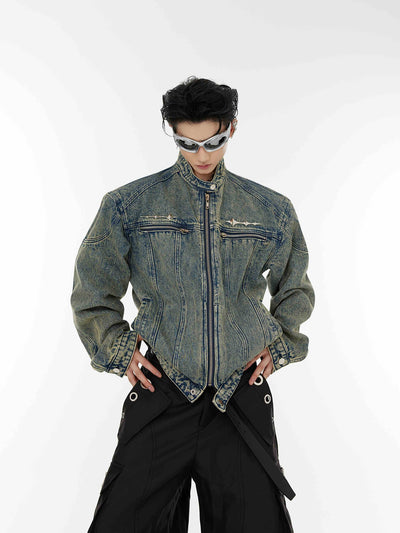 Chaqueta de Diseño Metalizado sin Cuello para Hombre - Image 9