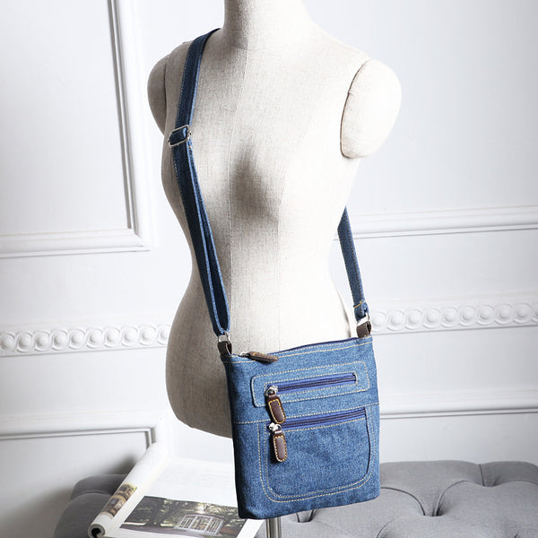 Bolsa de Mezclilla Casual para Mujer - Múltiples Bolsillos y Cierres
