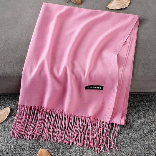 Pashmina Elegante de Color Liso con Borlas - Image 36