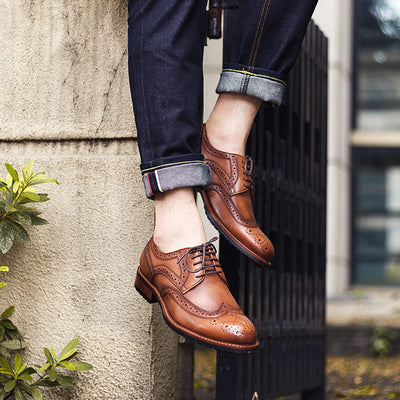 Zapatos de Cuero Vintage Tallados Estilo Business Casual - Image 3
