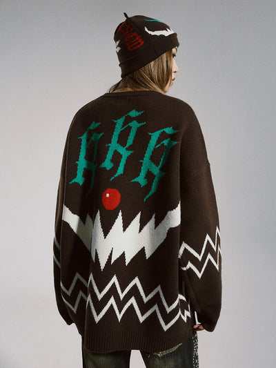 Suéter Holgado Navideño con Estampado Diablo Alphabet para Hombre - Image 6