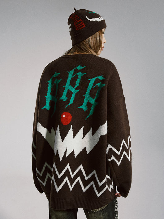 Suéter Holgado Navideño con Estampado Diablo Alphabet para Hombre - Image 6