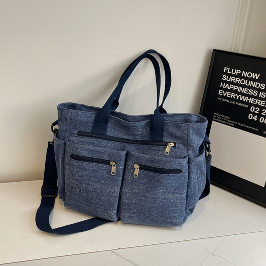 Bolso Tote de Mezclilla Retro Capacidad Extra para Mujer - Image 7