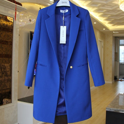 Blazer Largo Primavera Mujer Talla Grande Manga Larga Efecto Adelgazante - Image 9