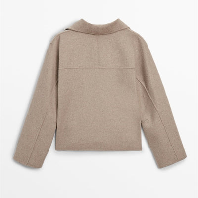 Abrigo Cuello Alto Mezcla de Lana Botones Simples Casual - Image 6