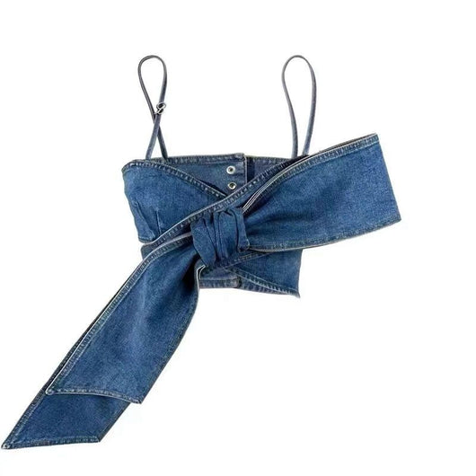 Top Bandeau Denim Corto con Moño - Diseño Sexy y Fresco - Image 6