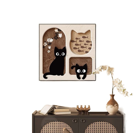 Cuadro Decorativo Gato Adorable Estilo Crema para Sala y Comedor - Image 4