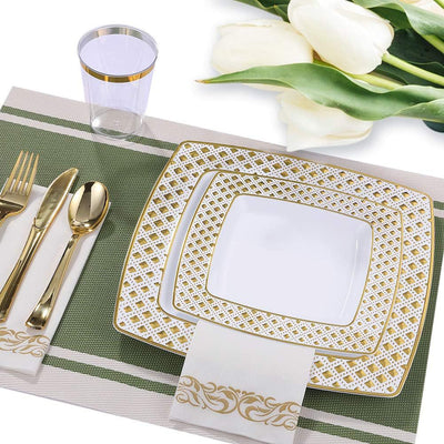 Bandeja Cuadrada de Plástico con Borde Dorado y Detalles Diamantados - Image 3
