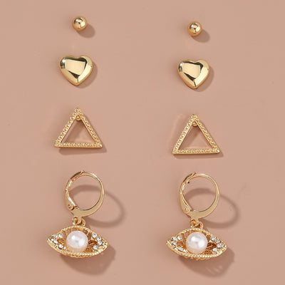 Juego de Aretes Metálicos Irregulares - Cuatro Piezas - Image 9