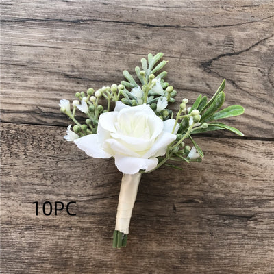 Corsage de Novia y Novio con Rosas de Seda Coreanas - Pequeños Capullos para Antes de la Boda - Image 20